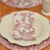 Sweet Pea Linens - Beige & Brick Red Paisley Print Cloth Napkins - Set of Four (SKU#: RS4-1010-W40) - Table Setting