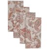 Sweet Pea Linens - Beige & Brick Red Paisley Print Cloth Napkins - Set of Four (SKU#: RS4-1010-W40) - Alternate Table Setting
