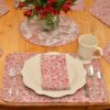 Sweet Pea Linens - Quilted Brick Red & Beige Paisley Print Rectangle Placemats - Set of Four plus Center Round-Charger (SKU#: RS5-1001-W4) - Alternate Table Setting