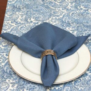 Sweet Pea Linens - Blue Canvas Cloth Napkin (SKU#: R-1010-U1) - Table Setting