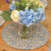 Sweet Pea Linens - Quilted Blue & Beige Paisley Print Charger-Center Round Placemat (SKU#: R-1015-W5) - Alternate Table Setting