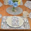Sweet Pea Linens - Quilted Blue & Beige Paisley Print Rectangle Placemats - Set of Two (SKU#: RS2-1001-W5) - Table Setting