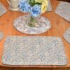 Sweet Pea Linens - Quilted Blue & Beige Paisley Print Rectangle Placemats - Set of Two (SKU#: RS2-1001-W5) - Alternate Table Setting