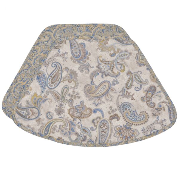 Sweet Pea Linens - Quilted Blue & Beige Paisley Print Wedge-Shaped Placemats - Set of Two (SKU#: RS2-1006-W5) - Main Product Image