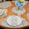 Sweet Pea Linens - Quilted Blue & Beige Paisley Print Wedge-Shaped Placemats - Set of Two (SKU#: RS2-1006-W5) - Alternate Table Setting