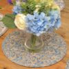 Sweet Pea Linens - Quilted Blue & Beige Paisley Print Charger-Center Round Placemats - Set of Two (SKU#: RS2-1015-W5) - Alternate Table Setting