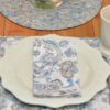 Sweet Pea Linens - Beige & Blue Paisley Print  Cloth Napkins - Set of Four (SKU#: RS4-1010-W50) - Table Setting