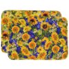 Sweet Pea Linens - Quilted Blue and Yellow Sunflower Print Rectangle Placemat (SKU#: R-1001-W6) - Main Product Image