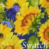 Sweet Pea Linens - Blue & Yellow Sunflower Print Cloth Napkin (SKU#: R-1010-W6) - Swatch