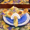 Sweet Pea Linens - Yellow Sunflower Print Cloth Napkin (SKU#: R-1010-W60) - Table Setting