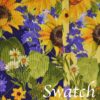 Sweet Pea Linens - Quilted Blue and Yellow Sunflower 60 inch Table Runner (SKU#: R-1021-W6) - Swatch