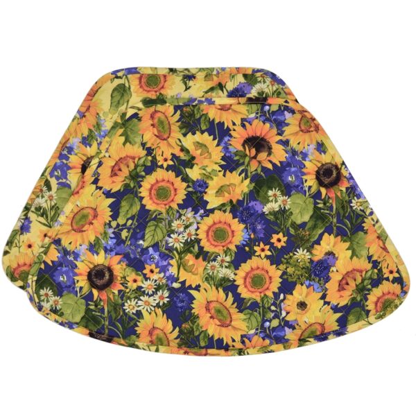 Sweet Pea Linens - Quilted Blue and Yellow Sunflower Print Wedge-Shaped Placemats - Set of Two (SKU#: RS2-1006-W6) - Main Product Image