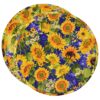 Sweet Pea Linens - Quilted Blue and Yellow Sunflower Print Charger-Center Round Placemats - Set of Two (SKU#: RS2-1015-W6) - Main Product Image