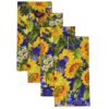 Sweet Pea Linens - Blue & Yellow Sunflower Print Cloth Napkins - Set of Four (SKU#: RS4-1010-W6) - Main Product Image