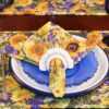 Sweet Pea Linens - Yellow Sunflower Print Cloth Napkins - Set of Four (SKU#: RS4-1010-W60) - Table Setting
