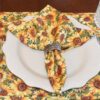 Sweet Pea Linens - Fall Sunflower Print Cloth Napkin (SKU#: R-1010-X10) - Table Setting