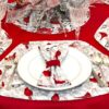 Sweet Pea Linens - Red Christmas Cardinal Cloth Napkin (SKU#: R-1010-X30) - Alternate Table Setting