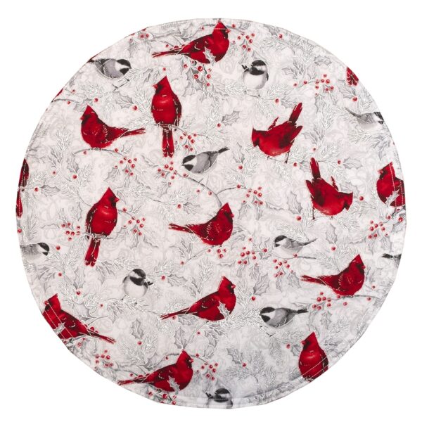 Sweet Pea Linens - Red Christmas Poinsettia & CardinalCharger-Center Round Placemat (SKU#: R-1015-X3) - Main Product Image