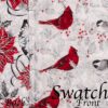 Sweet Pea Linens - Red Christmas Poinsettia & CardinalCharger-Center Round Placemat (SKU#: R-1015-X3) - Swatch