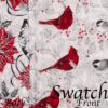 Sweet Pea Linens - Red Christmas Poinsettia & Cardinal Rectangle Placemats - Set of Two (SKU#: RS2-1002-X3) - Swatch