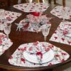 Sweet Pea Linens - Red Christmas Poinsettia & CardinalWedge-Shaped Placemats - Set of Two (SKU#: RS2-1006-X3) - Alternate Table Setting