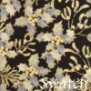 Sweet Pea Linens - Black, Silver & Gold Christmas Holly  Cloth Napkin (SKU#: R-1010-X40) - Swatch