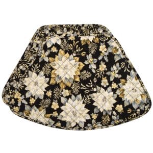 Sweet Pea Linens - Quilted Black, Silver & Gold Christmas Poinsettia Wedge-Shaped Placemats - Set of Two (SKU#: RS2-1006-X4) - Main Product Image