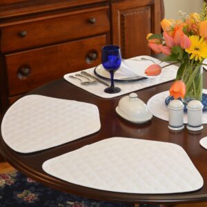 Sweet Pea Linens - Solid White Quilted Jacquard Wedge-Shaped Placemats - Set of Two (SKU#: RS2-1006-Y1) - Table Setting