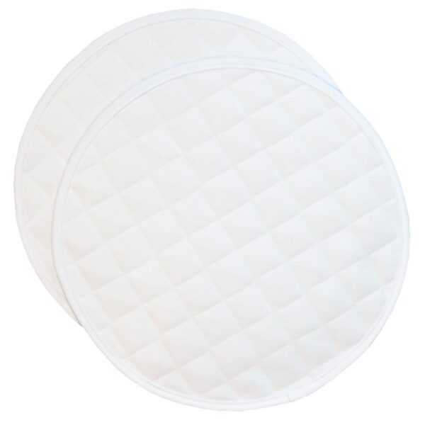 Sweet Pea Linens - Solid White Quilted Jacquard Charger-Center Round Placemats - Set of Two (SKU#: RS2-1015-Y1) - Main Product Image