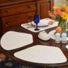 Sweet Pea Linens - Solid White Quilted Jacquard Wedge-Shaped Placemats - Set of Four plus Center Round-Charger (SKU#: RS5-1006-Y1) - Table Setting