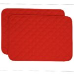 Sweet Pea Linens - Solid Red Quilted Rectangle Placemats - Set of Two (SKU#: RS2-1001-Y10) - Main Product Image