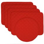 Sweet Pea Linens - Solid Red Quilted Rectangle Placemats - Set of Four plus Center Round-Charger (SKU#: RS5-1001-Y10) - Main Product Image