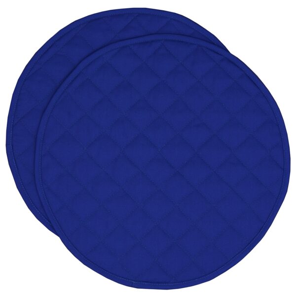 Sweet Pea Linens - Solid Royal Blue Quilted Charger-Center Round Placemats - Set of Two (SKU#: RS2-1015-Y11) - Main Product Image