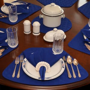 Solid Royal Blue Quilted Table Linen Collection