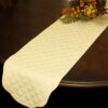 Sweet Pea Linens - Solid Ivory Quilted Jacquard  72 inch Table Runner (SKU#: R-1024-Y2) - Table Setting