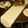 Sweet Pea Linens - Solid Ivory Quilted Jacquard  72 inch Table Runner (SKU#: R-1024-Y2) - Alternate Table Setting