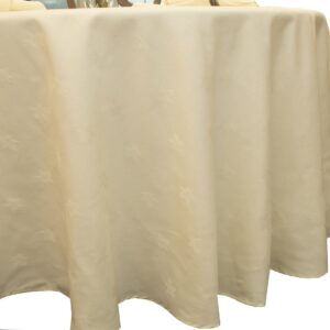 Sweet Pea Linens - Solid Ivory Jacquard 70 inch Round Table Cloth (SKU#: R-1064-Y2) - Main Product Image