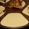Sweet Pea Linens - Solid Ivory Quilted Jacquard Wedge-Shaped Placemats - Set of Two (SKU#: RS2-1006-Y2) - Table Setting