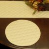 Sweet Pea Linens - Solid Ivory Quilted Jacquard Charger-Center Round Placemats - Set of Two (SKU#: RS2-1015-Y2) - Table Setting