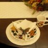 Sweet Pea Linens - Solid Ivory Quilted Jacquard Charger-Center Round Placemats - Set of Two (SKU#: RS2-1015-Y2) - Alternate Table Setting