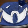 Sweet Pea Linens - Dark Royal Blue Cobblestone Rolled Hem Cloth Napkin (SKU#: R-1010-Y30) - Table Setting