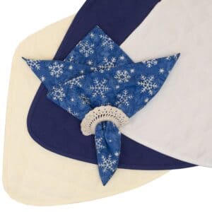Sweet Pea Linens - Blue Snowflake  Batik Cloth Napkin (SKU#: R-1010-Y34) - Table Setting