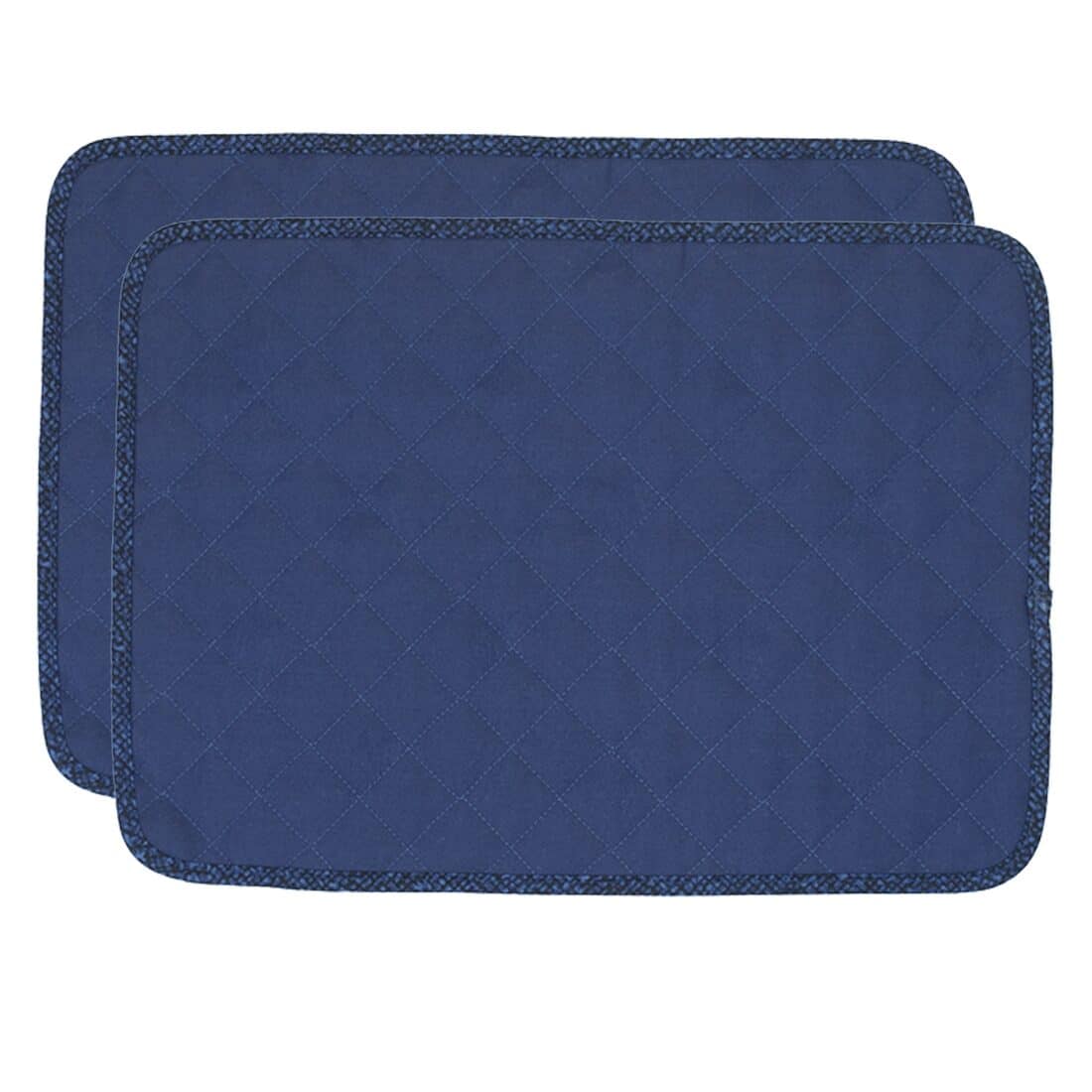 Sweet Pea Linens - Dark Royal Blue Cobblestone Quilted Jacquard Rectangle Placemats - Set of Two (SKU#: RS2-1001-Y30) - Main Product Image