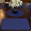Sweet Pea Linens - Dark Royal Blue Cobblestone Quilted Jacquard Rectangle Placemats - Set of Two (SKU#: RS2-1001-Y30) - Table Setting