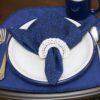 Sweet Pea Linens - Dark Royal Blue Cobblestone Rolled Hem Cloth Napkins - Set of Four (SKU#: RS4-1010-Y30) - Table Setting