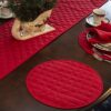 Sweet Pea Linens - Solid Red Quilted Jacquard 72 inch Table Runner (SKU#: R-1024-Y4) - Alternate Table Setting