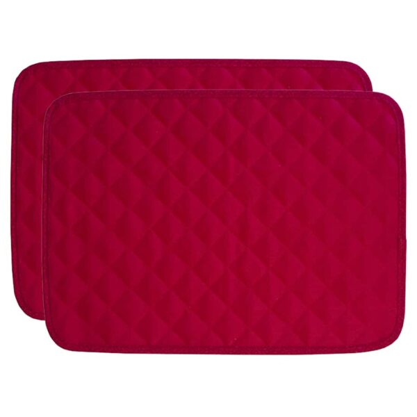 Sweet Pea Linens - Red Cobblestone Quilted Jacquard Rectangle Placemats - Set of Two (SKU#: RS2-1001-Y40) - Main Product Image