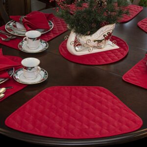 Solid Red Quilted Table Linen Collection