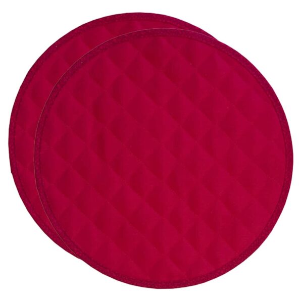 Sweet Pea Linens - Red Cobblestone Quilted Jacquard Charger-Center Round Placemats - Set of Two (SKU#: RS2-1015-Y40) - Main Product Image