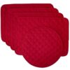 Sweet Pea Linens - Solid Red Quilted Jacquard Rectangle Placemats - Set of Four plus Center Round-Charger (SKU#: RS5-1001-Y4) - Main Product Image